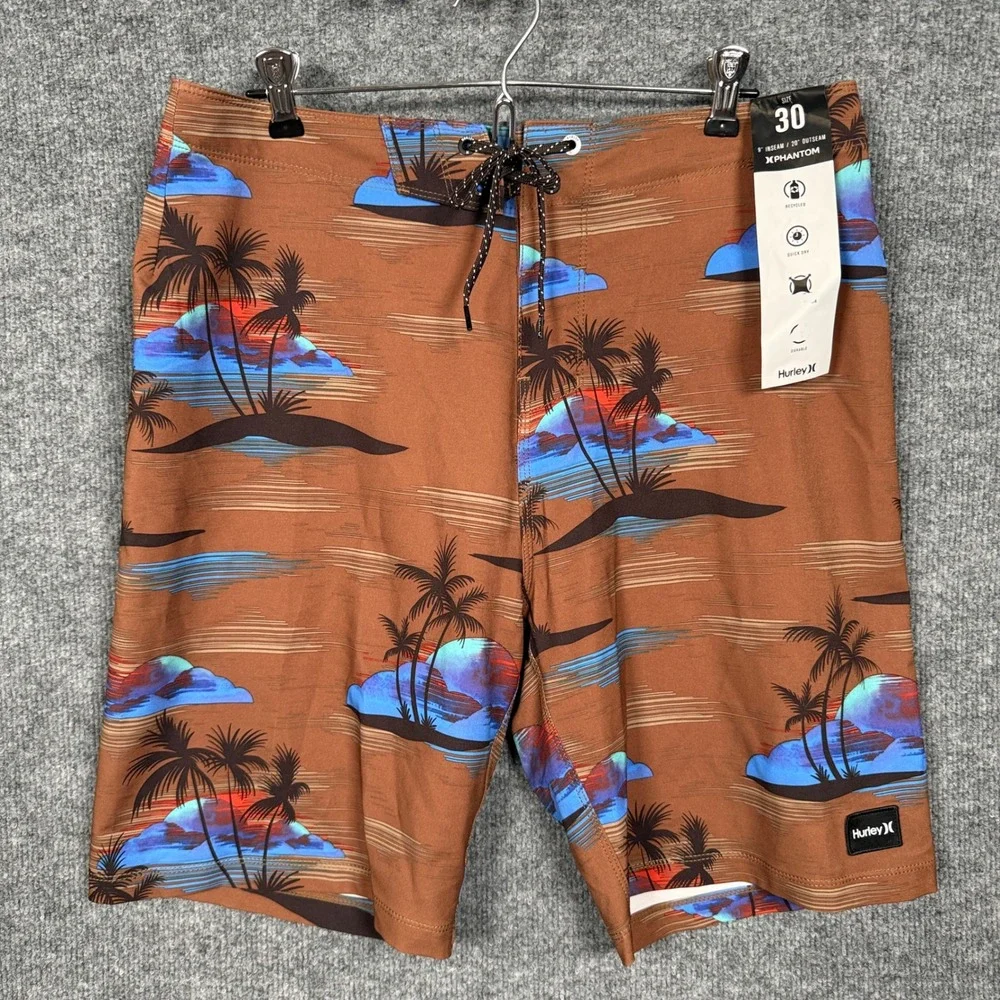 New Hurley Phantom Mens Size 30 Topical Surf Swim Board Shorts Orange Blue Beach
